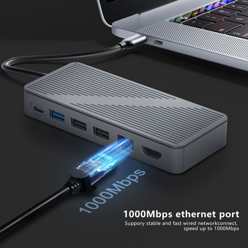 محطة توصيل USB-C USB 3.0 1G Ethernet 4K HDMI لأجهزة USB C التوافق