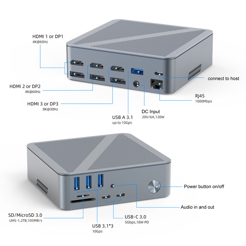محطة توصيل سطح المكتب USB-C محطة توصيل سطح المكتب USB C 3.1 لجهاز كمبيوتر محمول