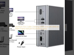 محطات محطة توصيل الألومنيوم 16 في 1 USB-C مع منفذ HDMI 4K Video Output VGA للكمبيوتر المحمول Macbook